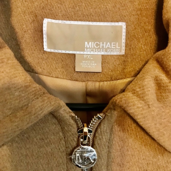 Dark Camel Michael Kors Hooded Notched-Collar Coat, Women’s PXL Created by Macys - Picture 11 of 16